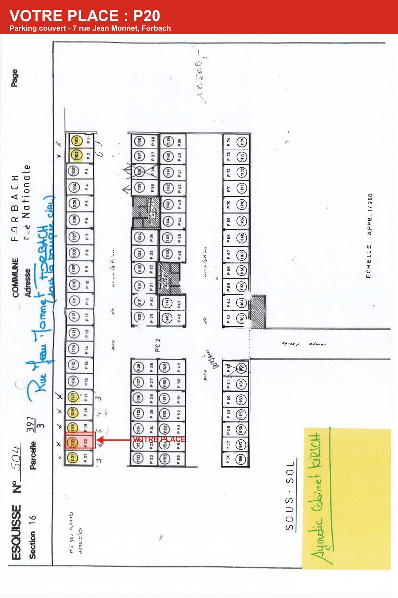Plan du sous-sol — votre place repérée